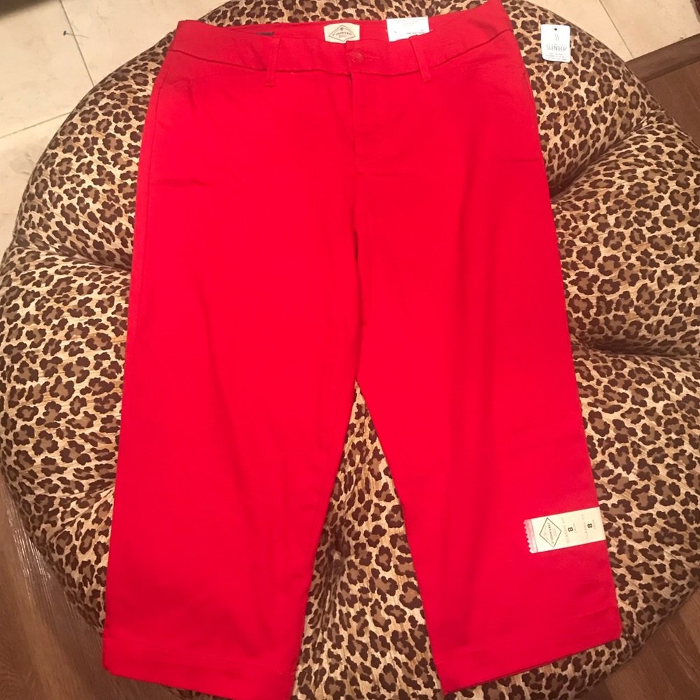 St. John’s Bay Secretly Slender Red Crop Pants 8